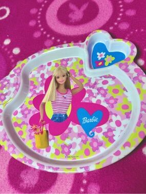 Vintage Barbie Colorful Flower Barbie Divider Plate Y2k